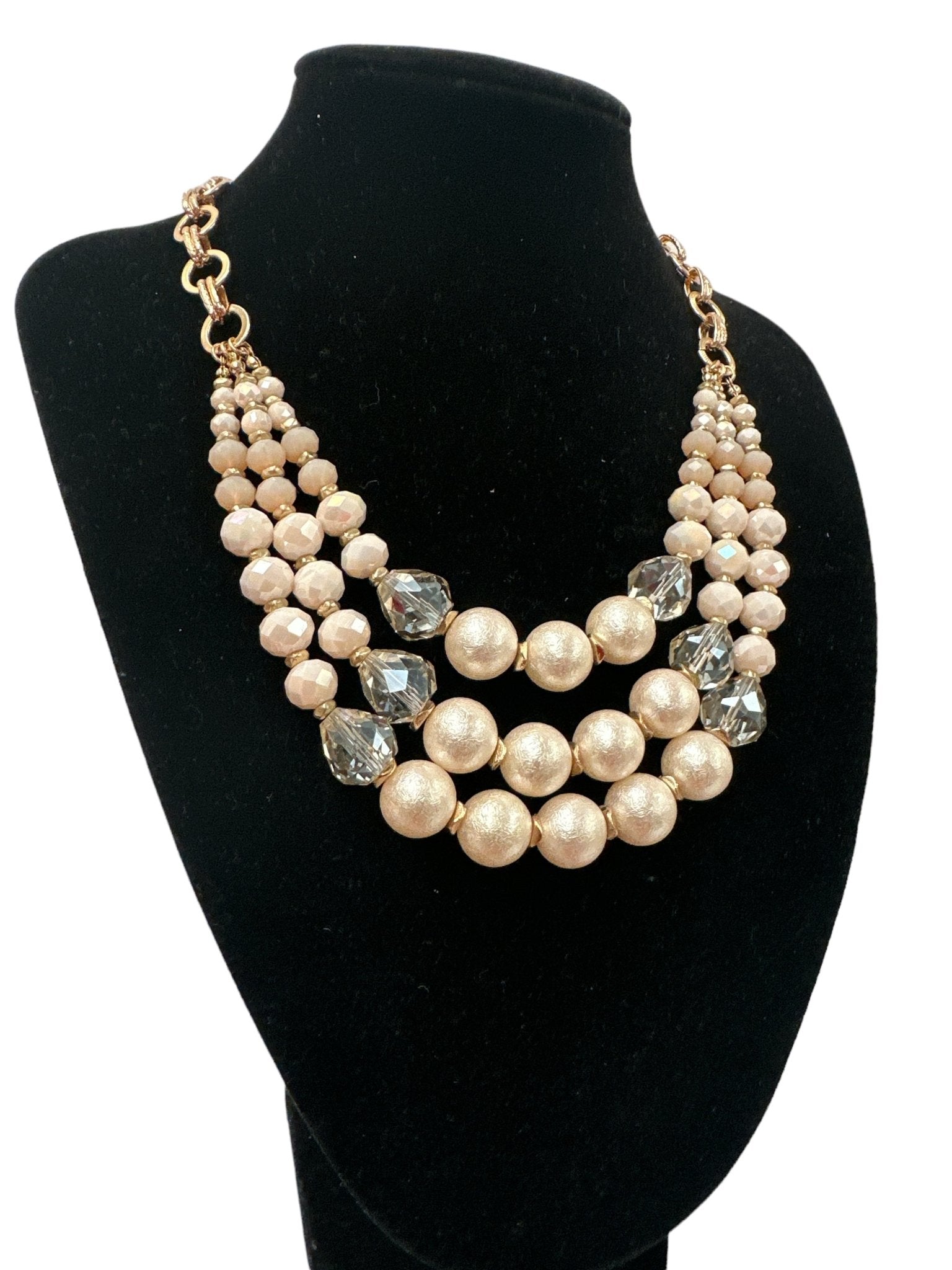 Bohemian Classic Style Triple Strands Faux Beaded Pearls Necklace - Fatisha Boutique
