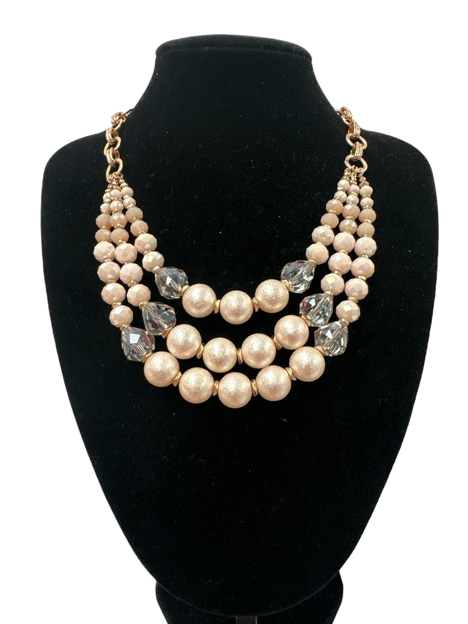 Bohemian Classic Style Triple Strands Faux Beaded Pearls Necklace - Fatisha Boutique