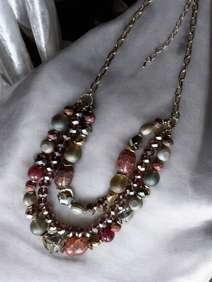 Bohemian Classic Style Triple Strands Mixed Glass Beaded Necklace - Fatisha Boutique