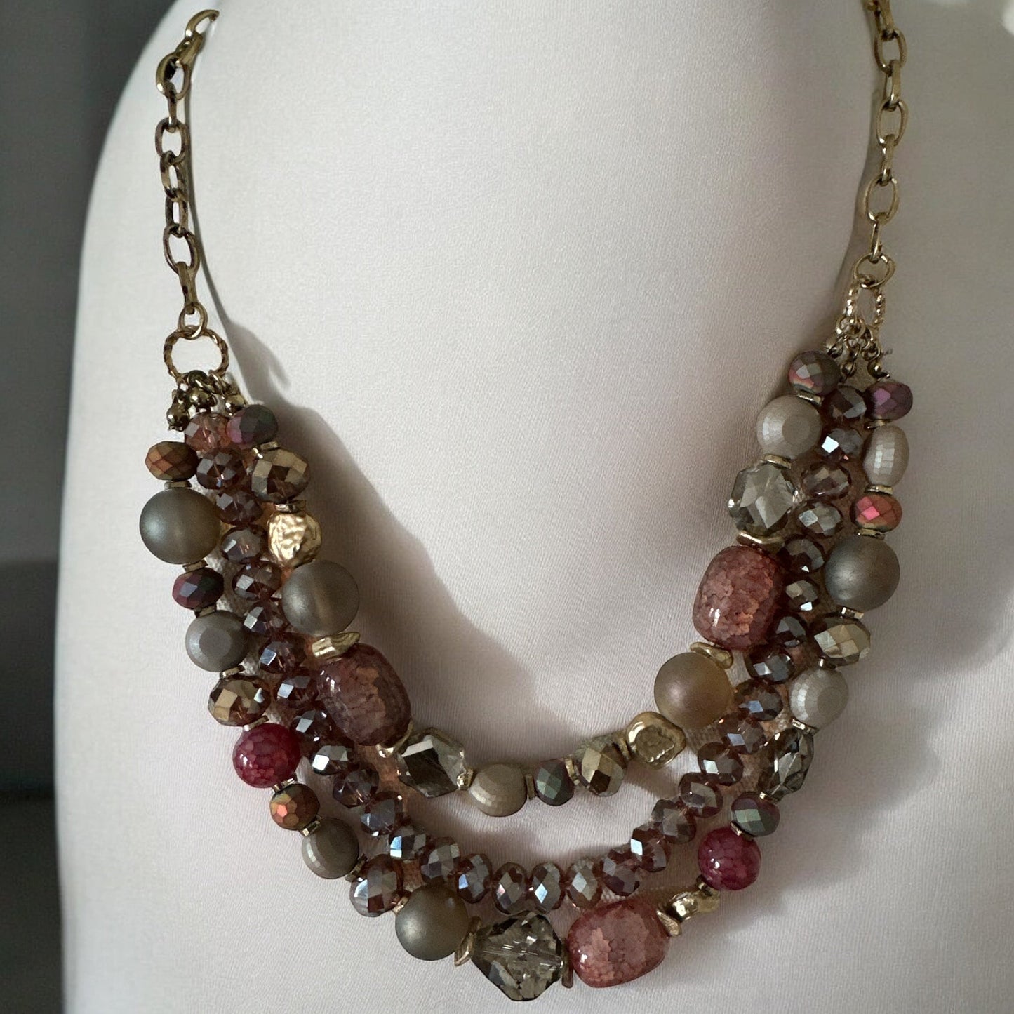 Bohemian Classic Style Triple Strands Mixed Glass Beaded Necklace - Fatisha Boutique