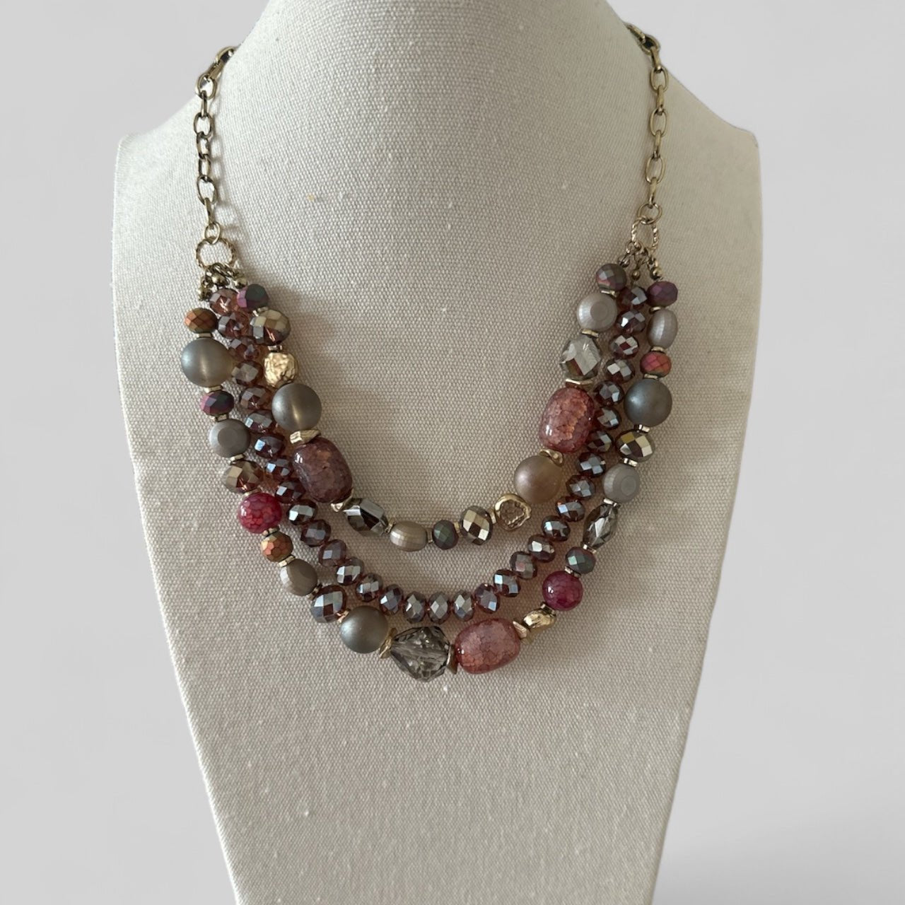Bohemian Classic Style Triple Strands Mixed Glass Beaded Necklace - Fatisha Boutique