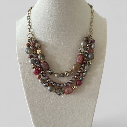 Bohemian Classic Style Triple Strands Mixed Glass Beaded Necklace - Fatisha Boutique