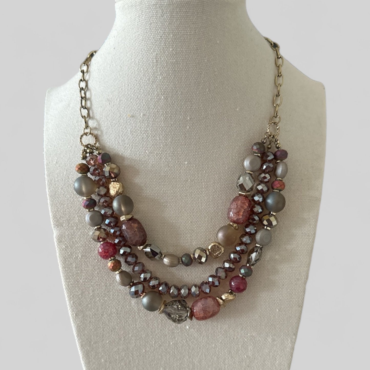 Bohemian Classic Style Triple Strands Mixed Glass Beaded Necklace - Fatisha Boutique