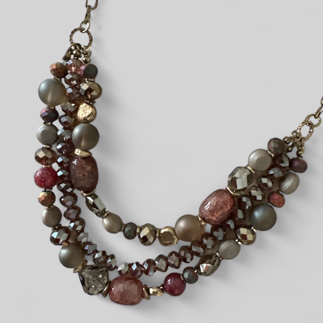 Bohemian Classic Style Triple Strands Mixed Glass Beaded Necklace - Fatisha Boutique