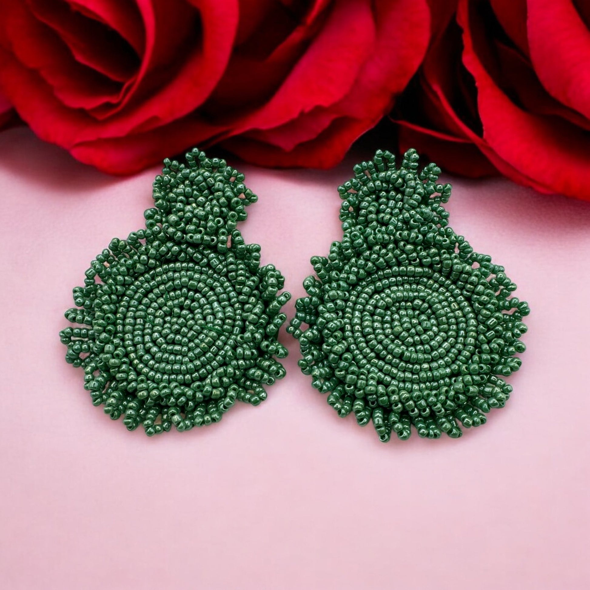 Bohemian Colourful Beaded Statement Dangle Stud Earrings - Fatisha Boutique