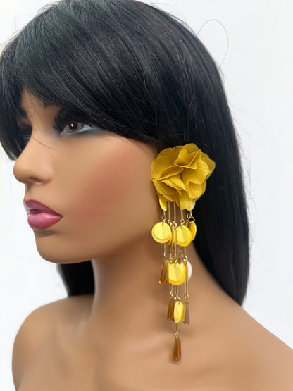 Bohemian Floral Tassel Statement Earrings - Fatisha Boutique
