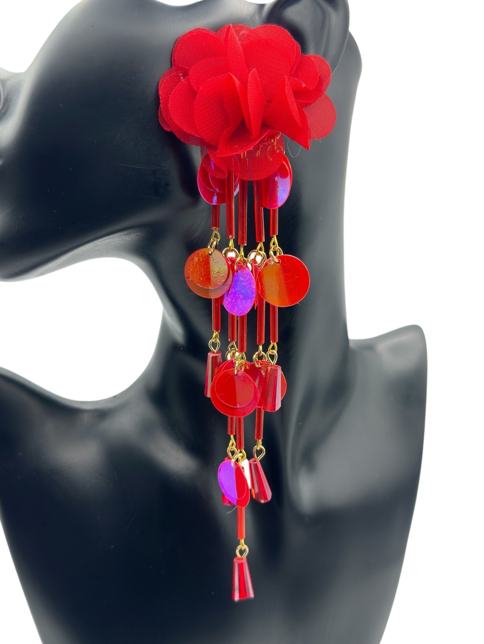 Bohemian Floral Tassel Statement Earrings - Fatisha Boutique