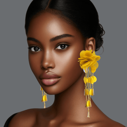 Bohemian Floral Tassel Statement Earrings - Fatisha Boutique