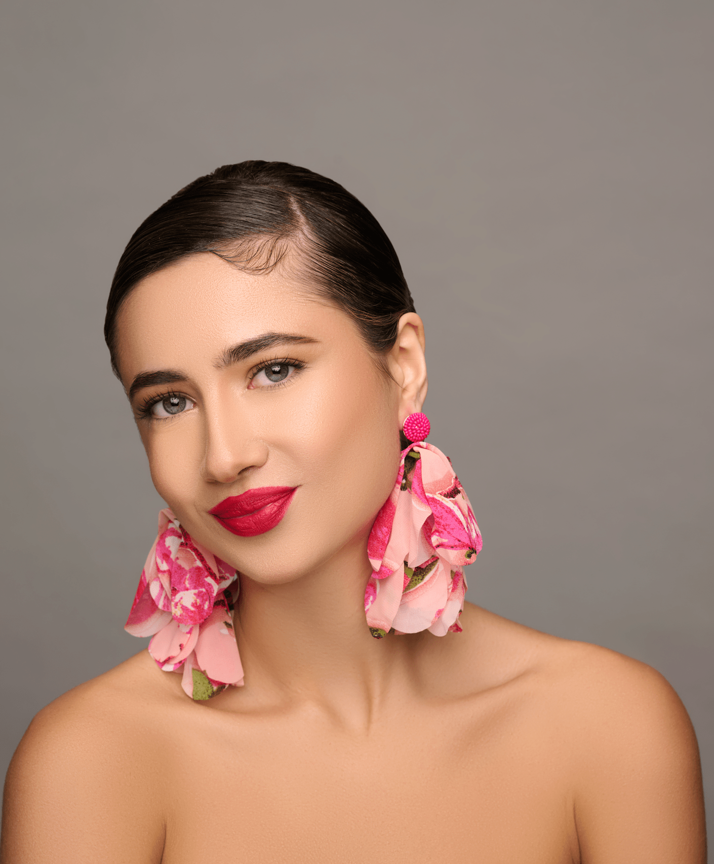 Bohemian Long - Fringed Petal Flowers Floral Pink Print Tassel Stud Dangle Earrings - Fatisha Boutique