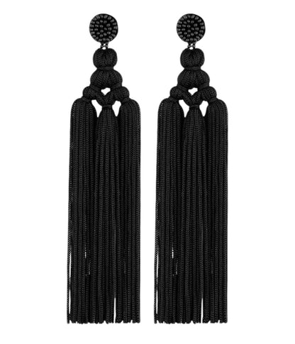 Bohemian Long Tassel Earrings with Beaded Stud – Bold Fringed Statement Style - Fatisha Boutique
