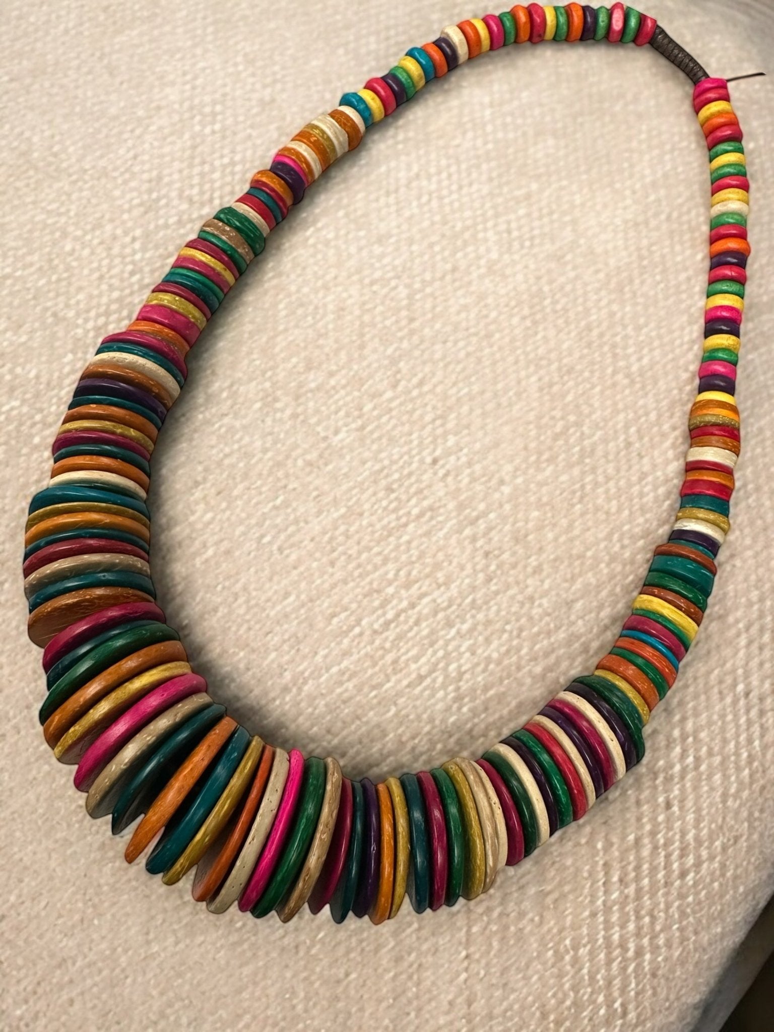 Bohemian Multicolour Coconut Shell Statement Necklace – Handmade Ethnic Jewellery - Fatisha Boutique