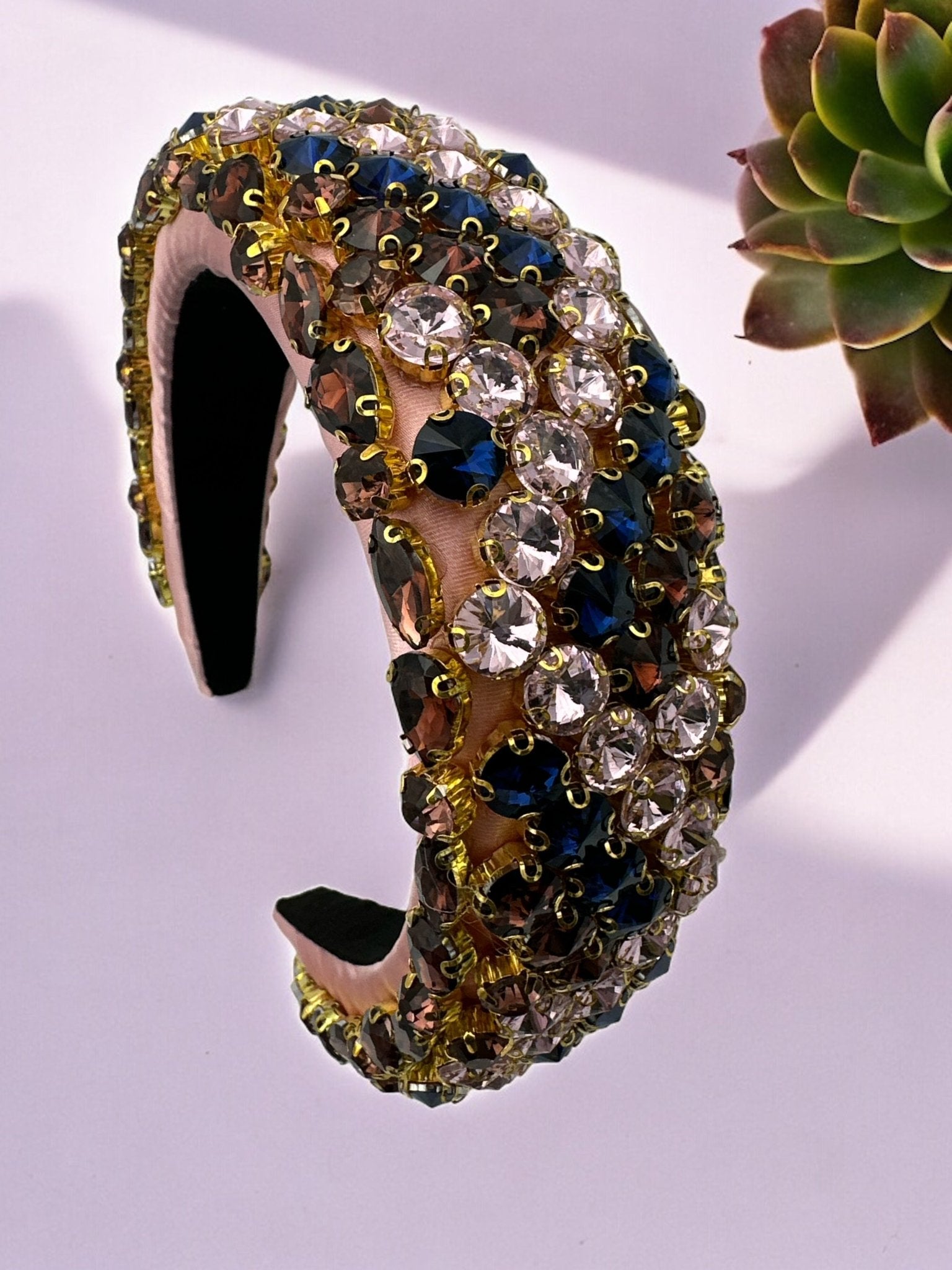 Bohemian Multicolour Diamante Rhinestone Baroque Padded Headband Hair Jewellery - Fatisha Boutique