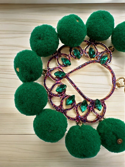 Bohemian Pom Pom Balls Colourful Rhinestones Retro Statement Earrings - Fatisha Boutique