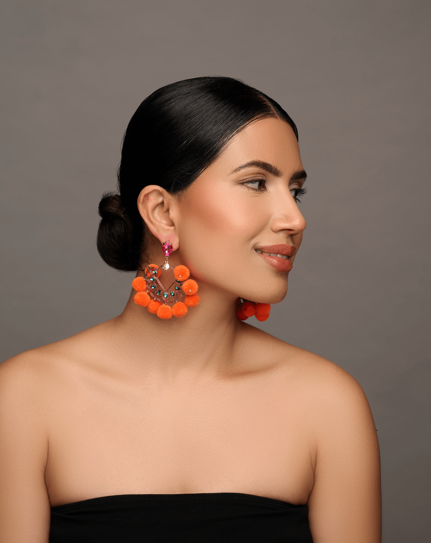 Bohemian Pom Pom Balls Colourful Rhinestones Retro Statement Earrings - Fatisha Boutique