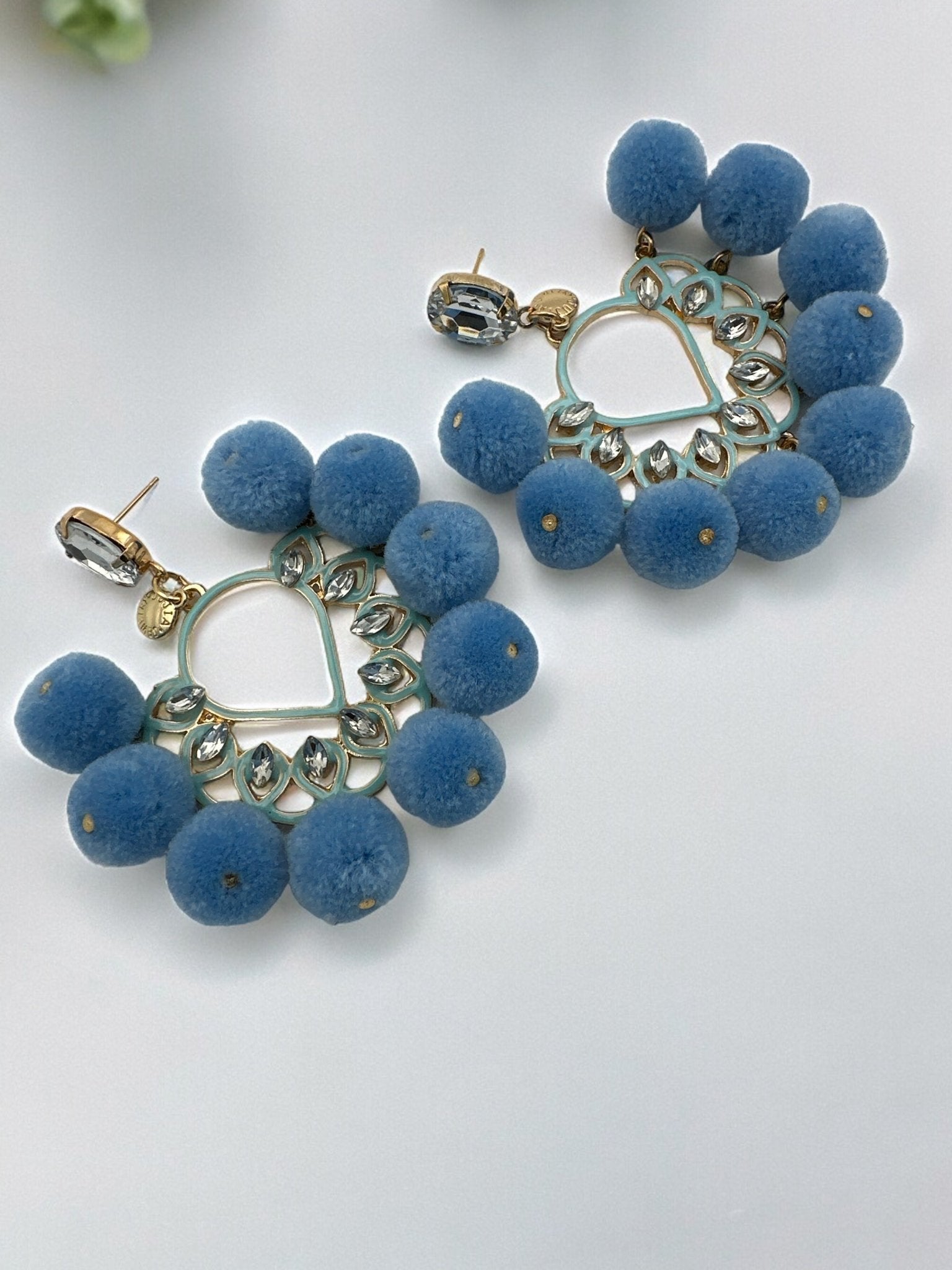 Bohemian Pom Pom Balls Colourful Rhinestones Retro Statement Earrings - Fatisha Boutique