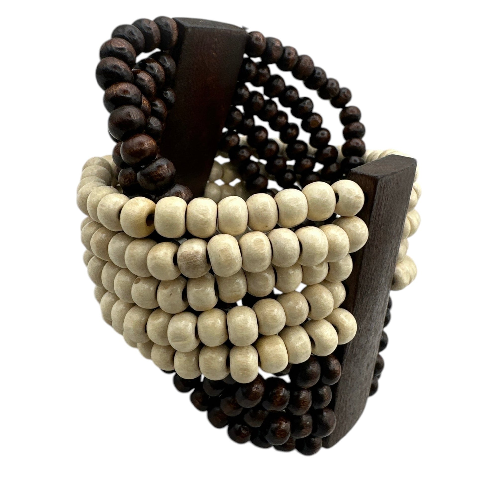 Bohemian Stretch Wooden Beaded Bracelet – Handmade Tribal Cuff - Fatisha Boutique