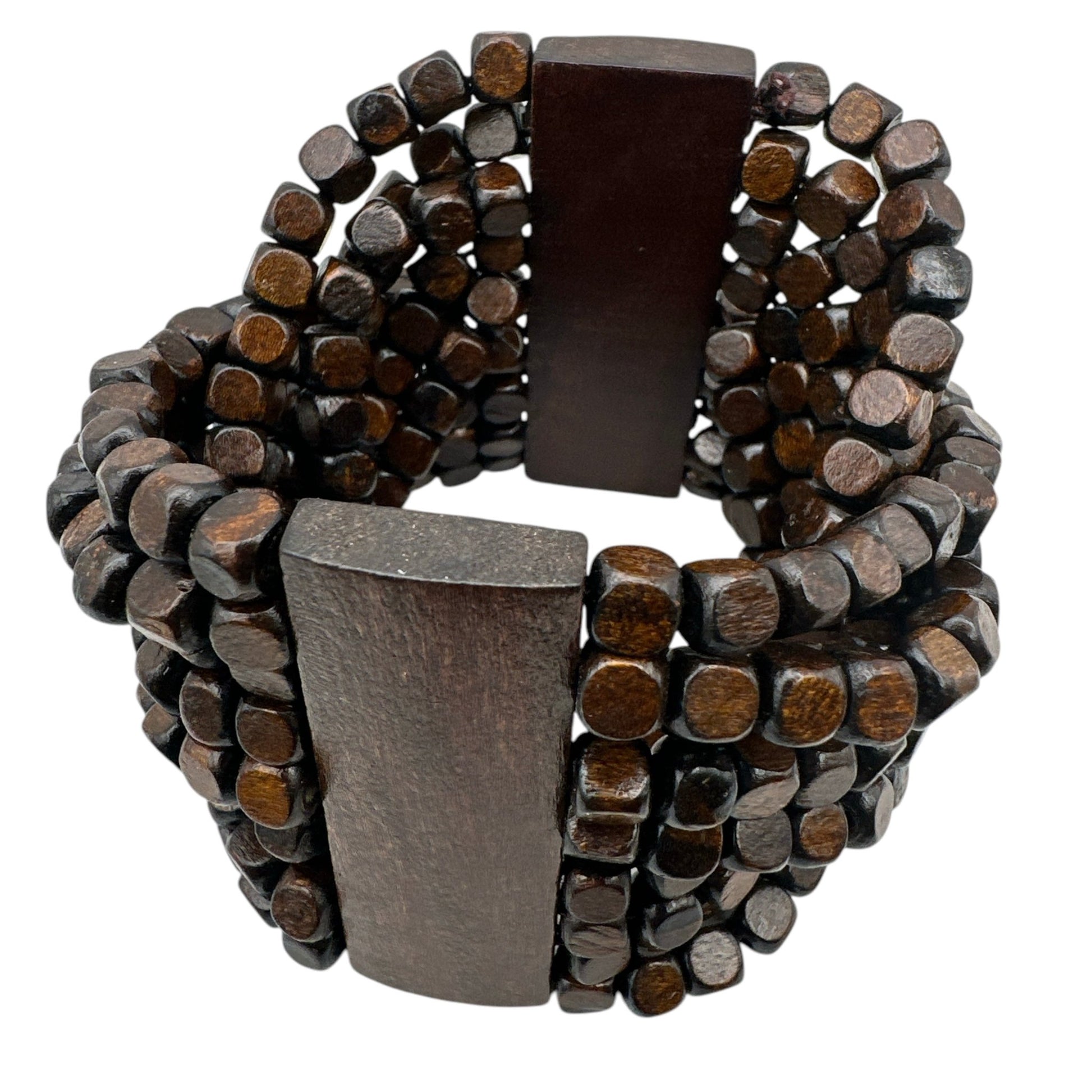 Bohemian Stretch Wooden Beaded Bracelet – Handmade Tribal Cuff - Fatisha Boutique