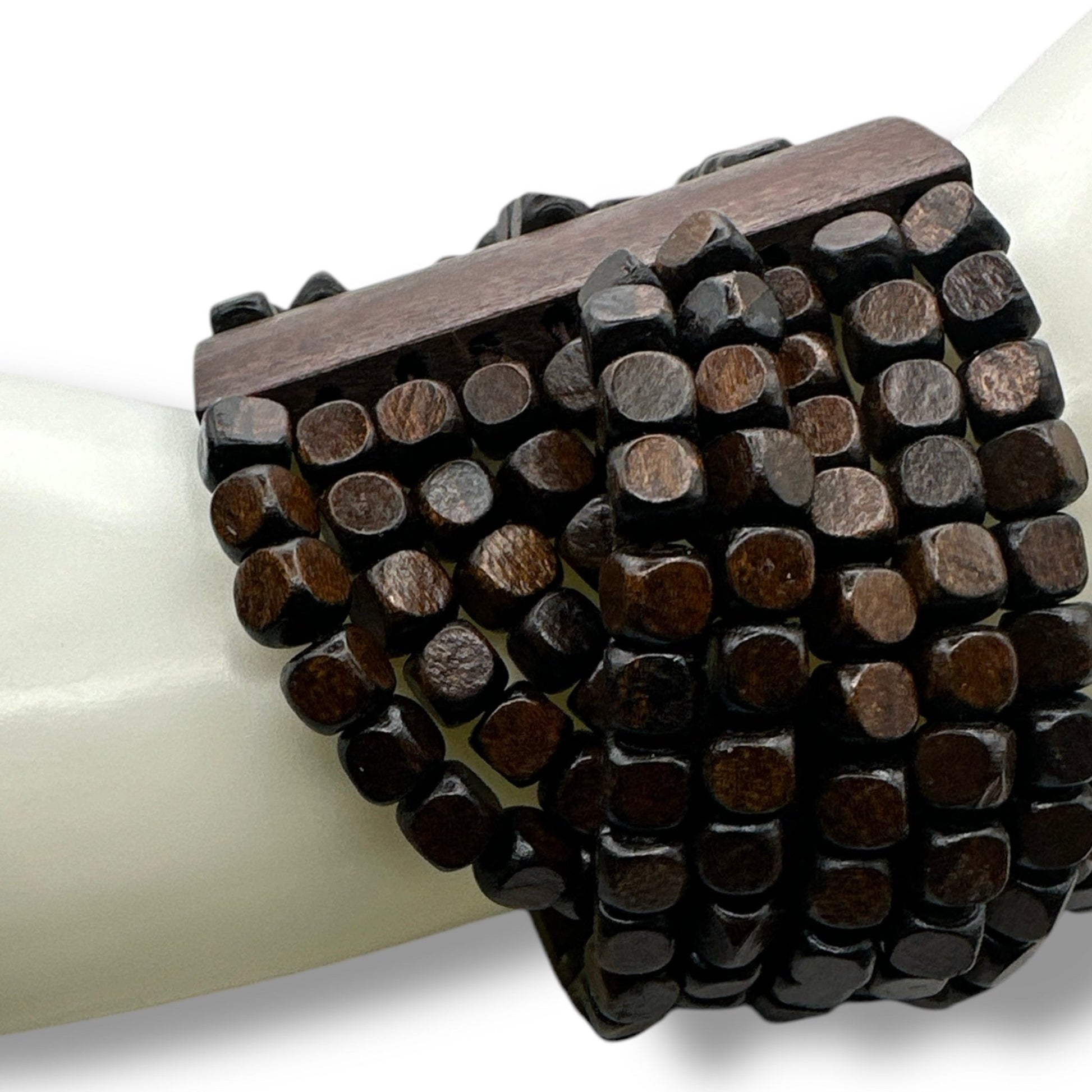 Bohemian Stretch Wooden Beaded Bracelet – Handmade Tribal Cuff - Fatisha Boutique