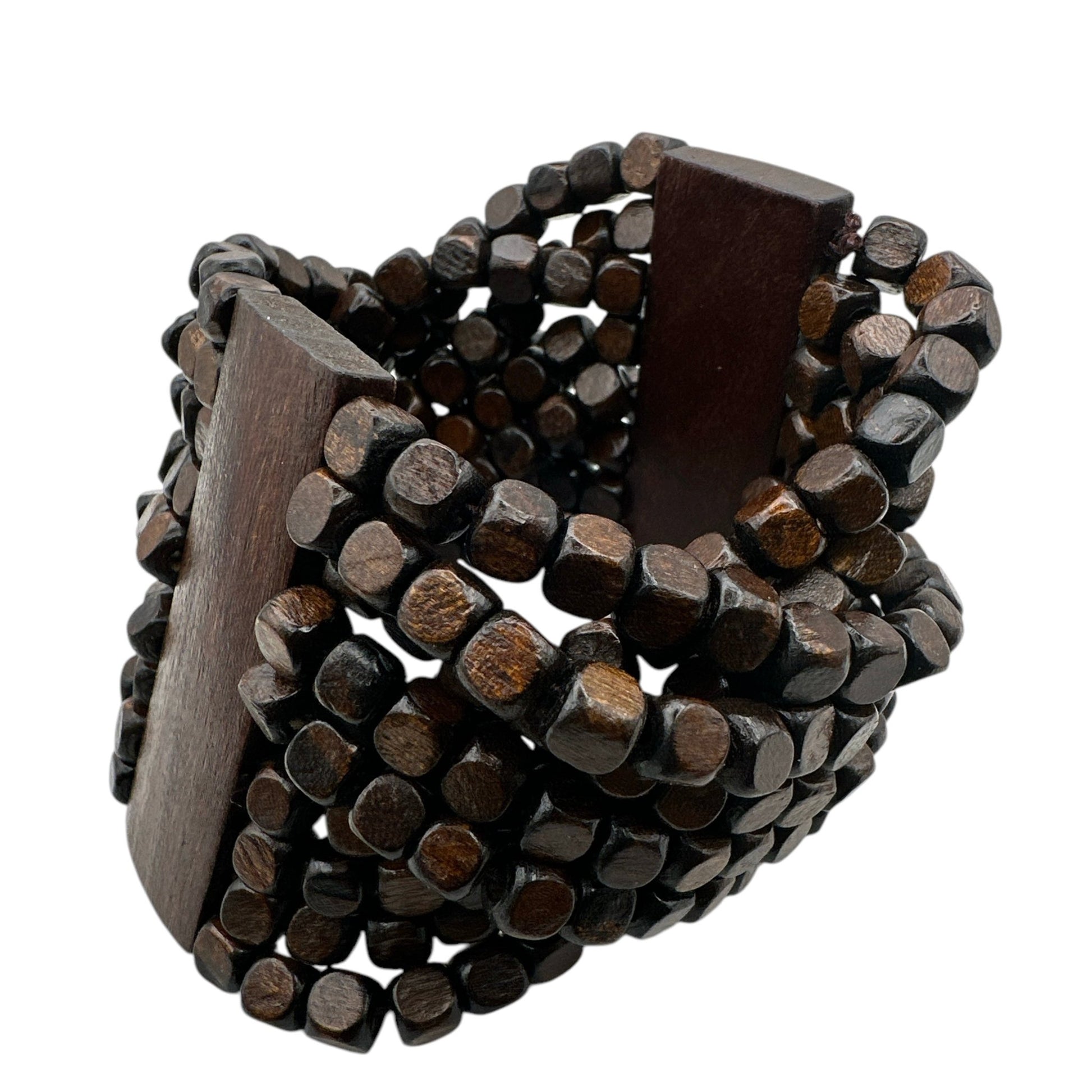 Bohemian Stretch Wooden Beaded Bracelet – Handmade Tribal Cuff - Fatisha Boutique