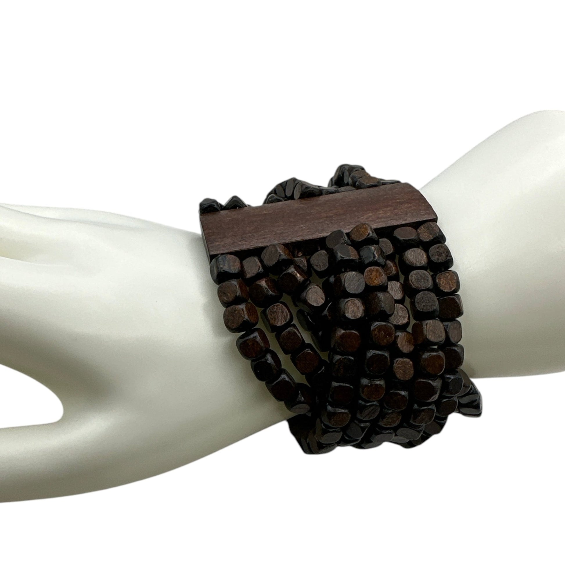 Bohemian Stretch Wooden Beaded Bracelet – Handmade Tribal Cuff - Fatisha Boutique