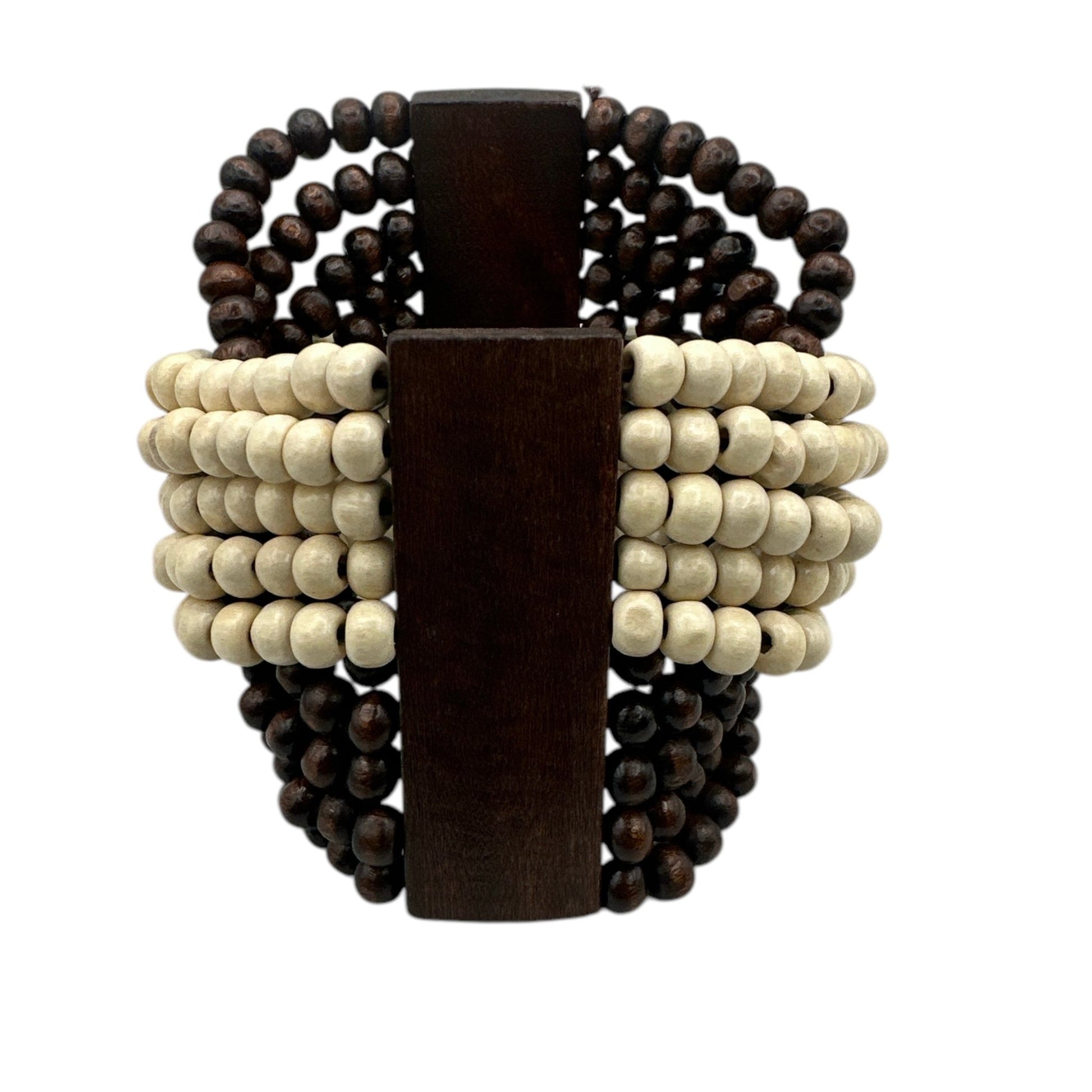 Bohemian Stretch Wooden Beaded Bracelet – Handmade Tribal Cuff - Fatisha Boutique