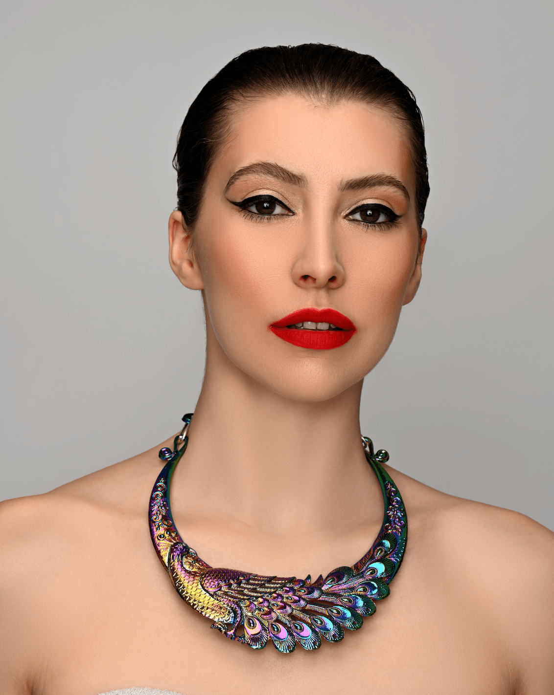 Boho Bold Peacock Pendant Metal Collar Statement Necklace - Fatisha Boutique