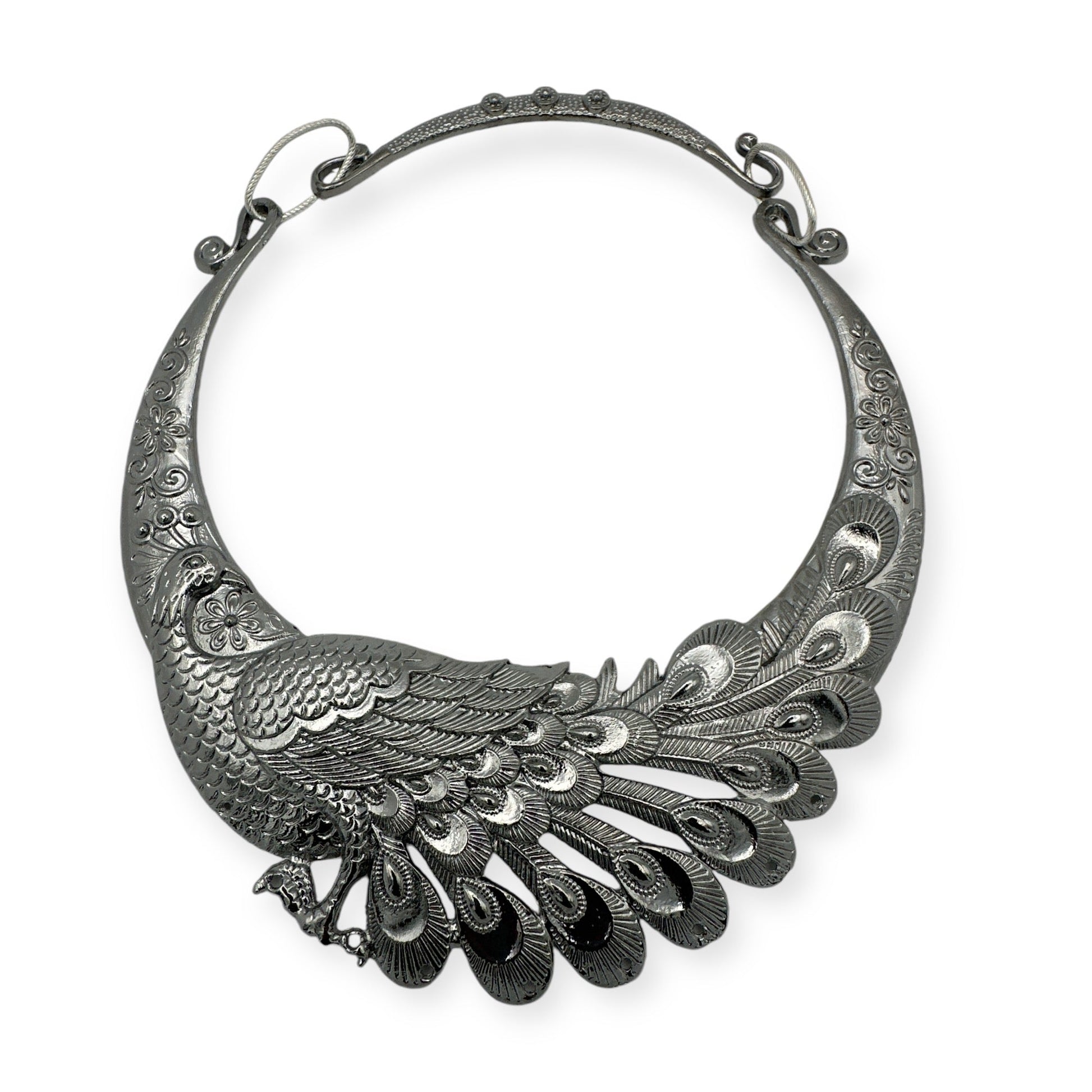 Boho Bold Peacock Pendant Metal Collar Statement Necklace - Fatisha Boutique