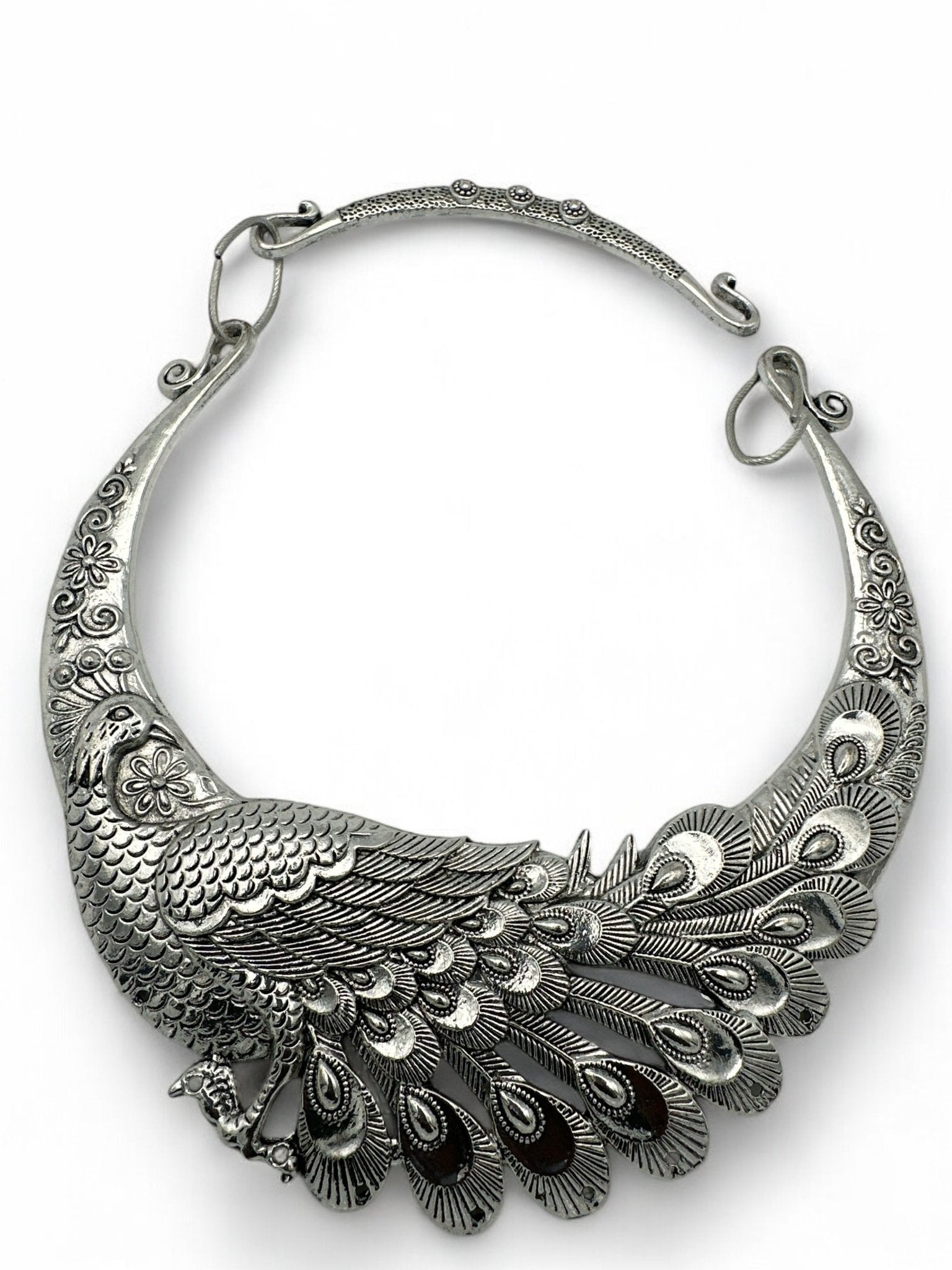 Boho Bold Peacock Pendant Metal Collar Statement Necklace - Fatisha Boutique
