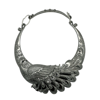 Boho Bold Peacock Pendant Metal Collar Statement Necklace - Fatisha Boutique
