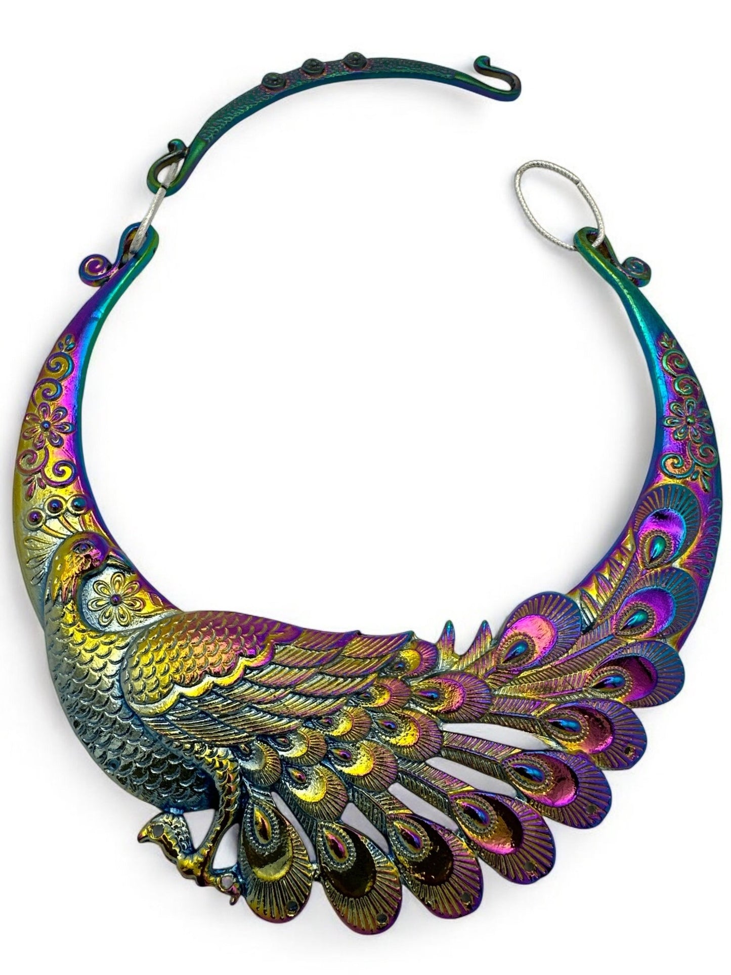 Boho Bold Peacock Pendant Metal Collar Statement Necklace - Fatisha Boutique