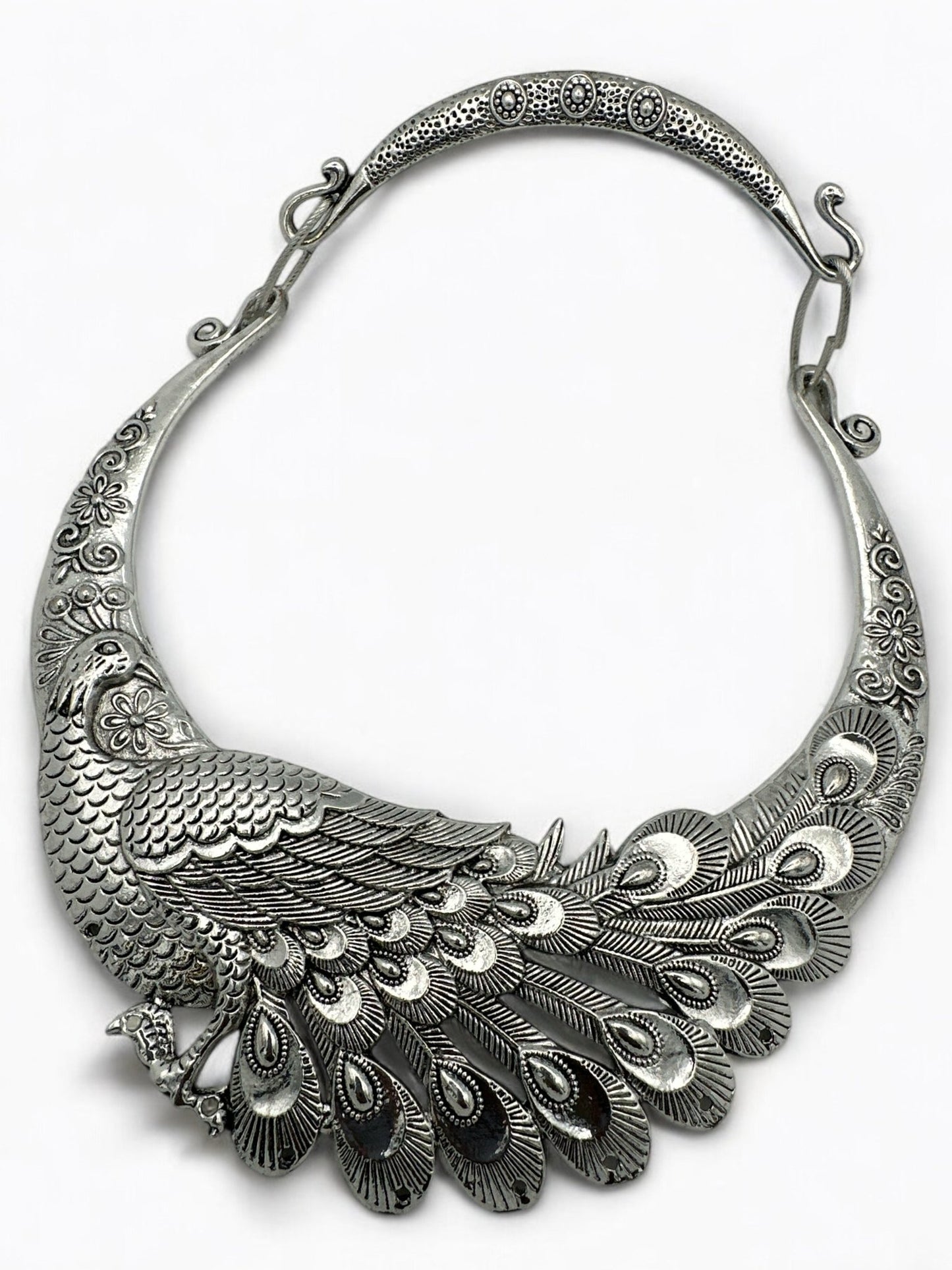 Boho Bold Peacock Pendant Metal Collar Statement Necklace - Fatisha Boutique