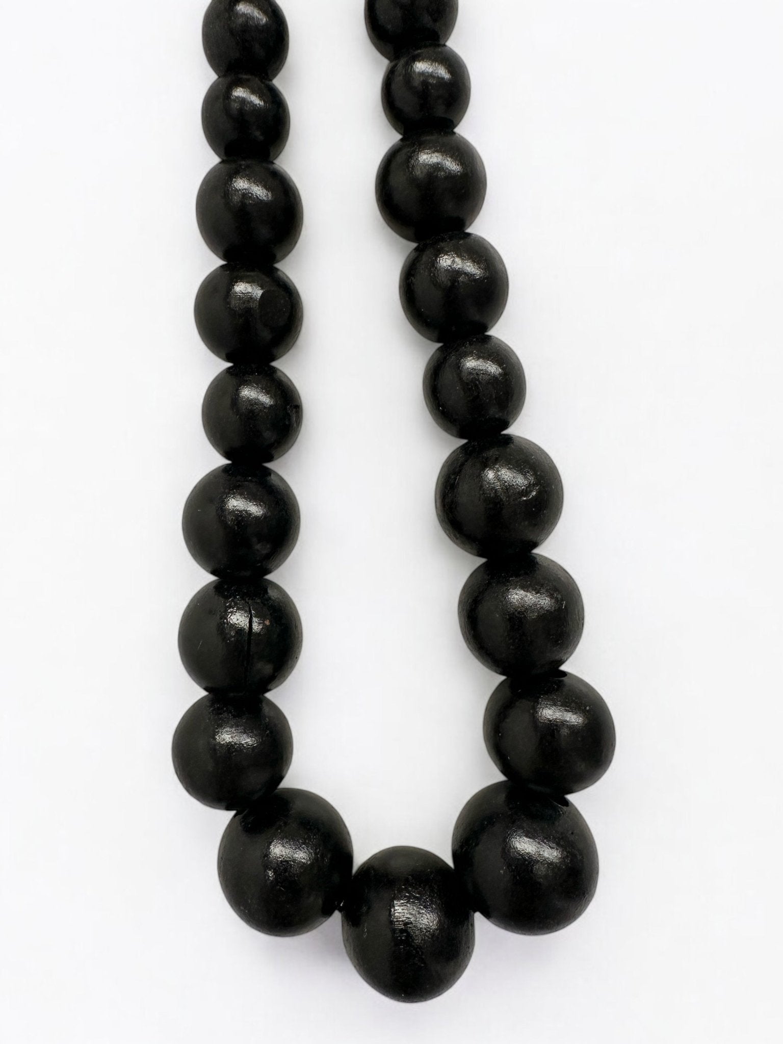 Boho Ethnic Black Wooden Bead Necklace – Handmade Chunky Statement Jewellery - Fatisha Boutique