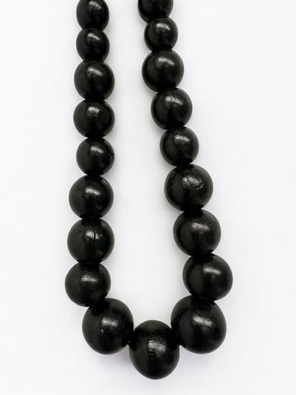 Boho Ethnic Black Wooden Bead Necklace – Handmade Chunky Statement Jewellery - Fatisha Boutique