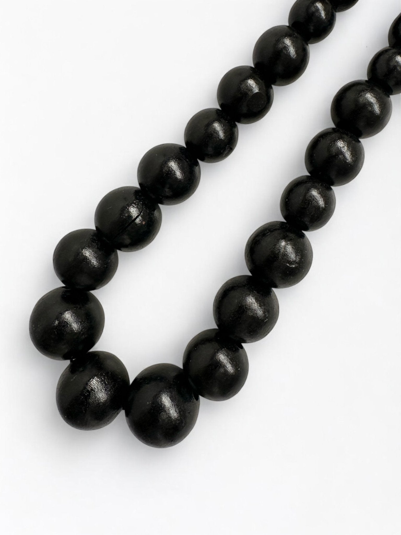 Boho Ethnic Black Wooden Bead Necklace – Handmade Chunky Statement Jewellery - Fatisha Boutique