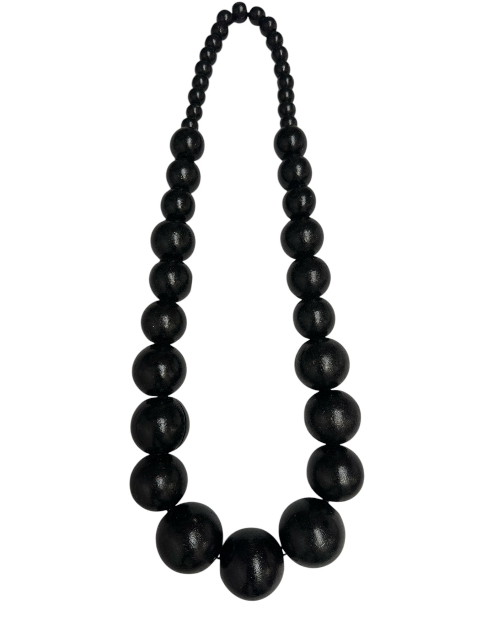 Boho Ethnic Black Wooden Bead Necklace – Handmade Chunky Statement Jewellery - Fatisha Boutique