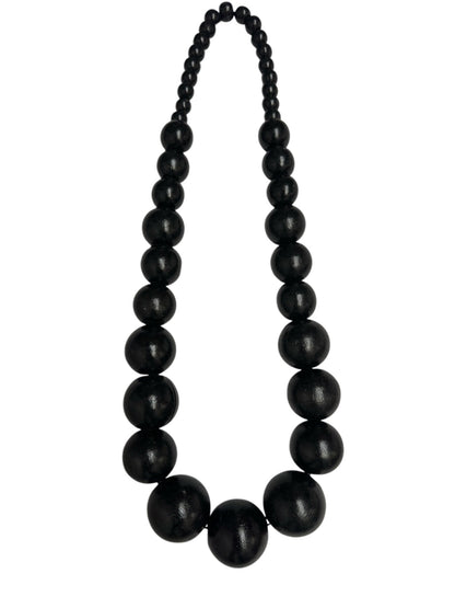 Boho Ethnic Black Wooden Bead Necklace – Handmade Chunky Statement Jewellery - Fatisha Boutique