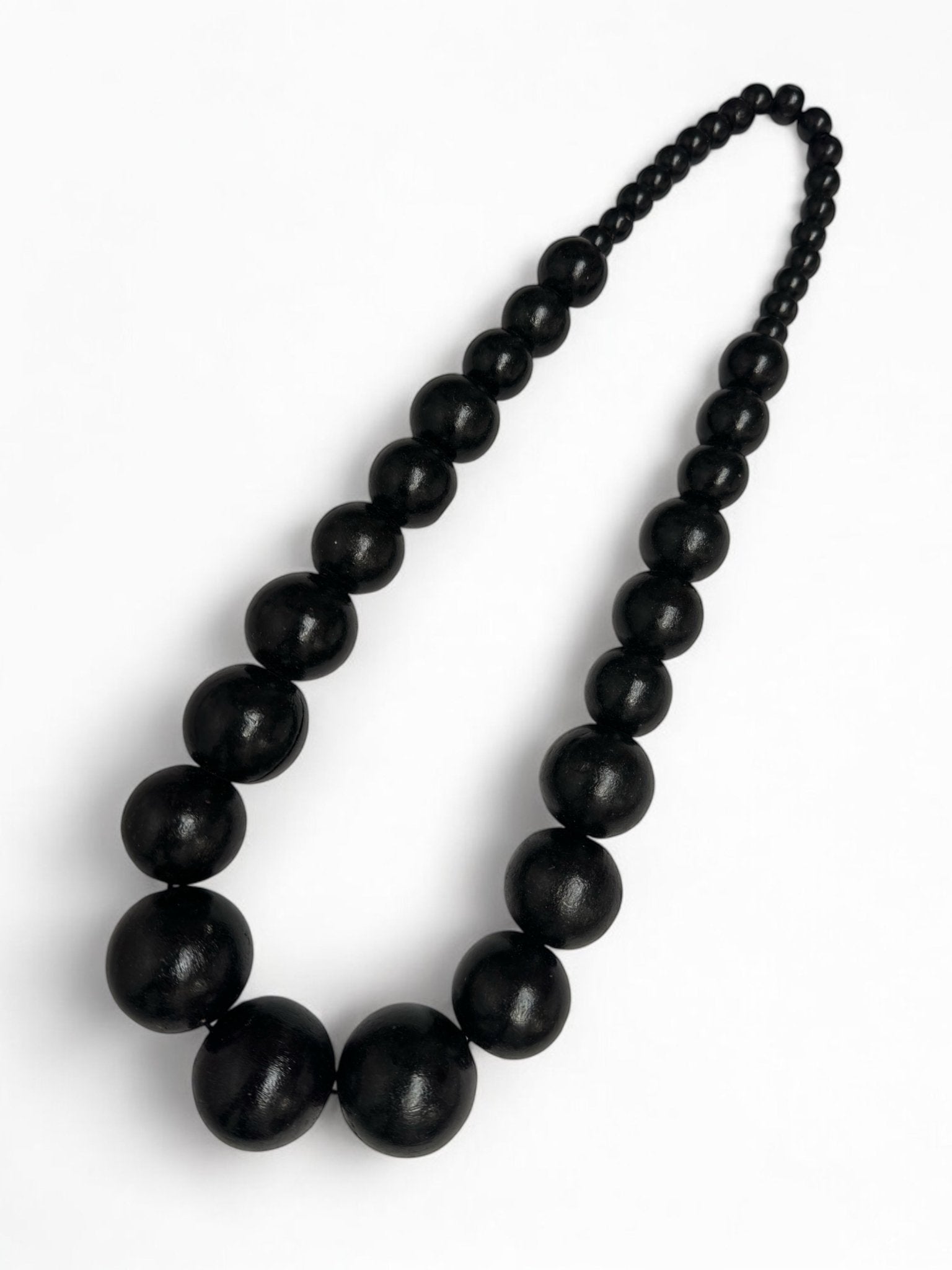 Boho Ethnic Black Wooden Bead Necklace – Handmade Chunky Statement Jewellery - Fatisha Boutique