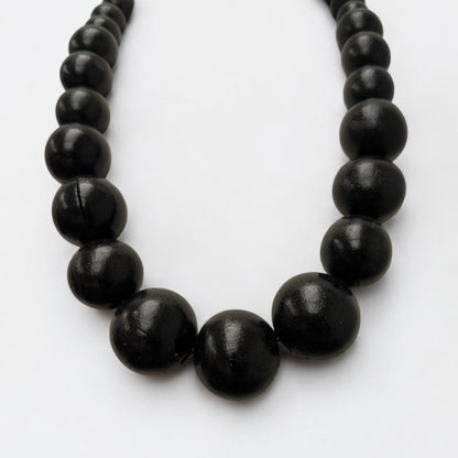 Boho Ethnic Black Wooden Bead Necklace – Handmade Chunky Statement Jewellery - Fatisha Boutique