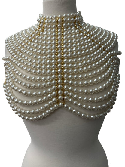 Boho Faux Pearls Collar Statement Chain Body Jewellery - Fatisha Boutique