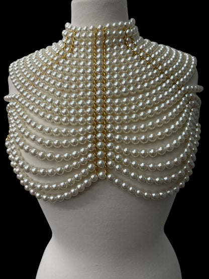 Boho Faux Pearls Collar Statement Chain Body Jewellery - Fatisha Boutique