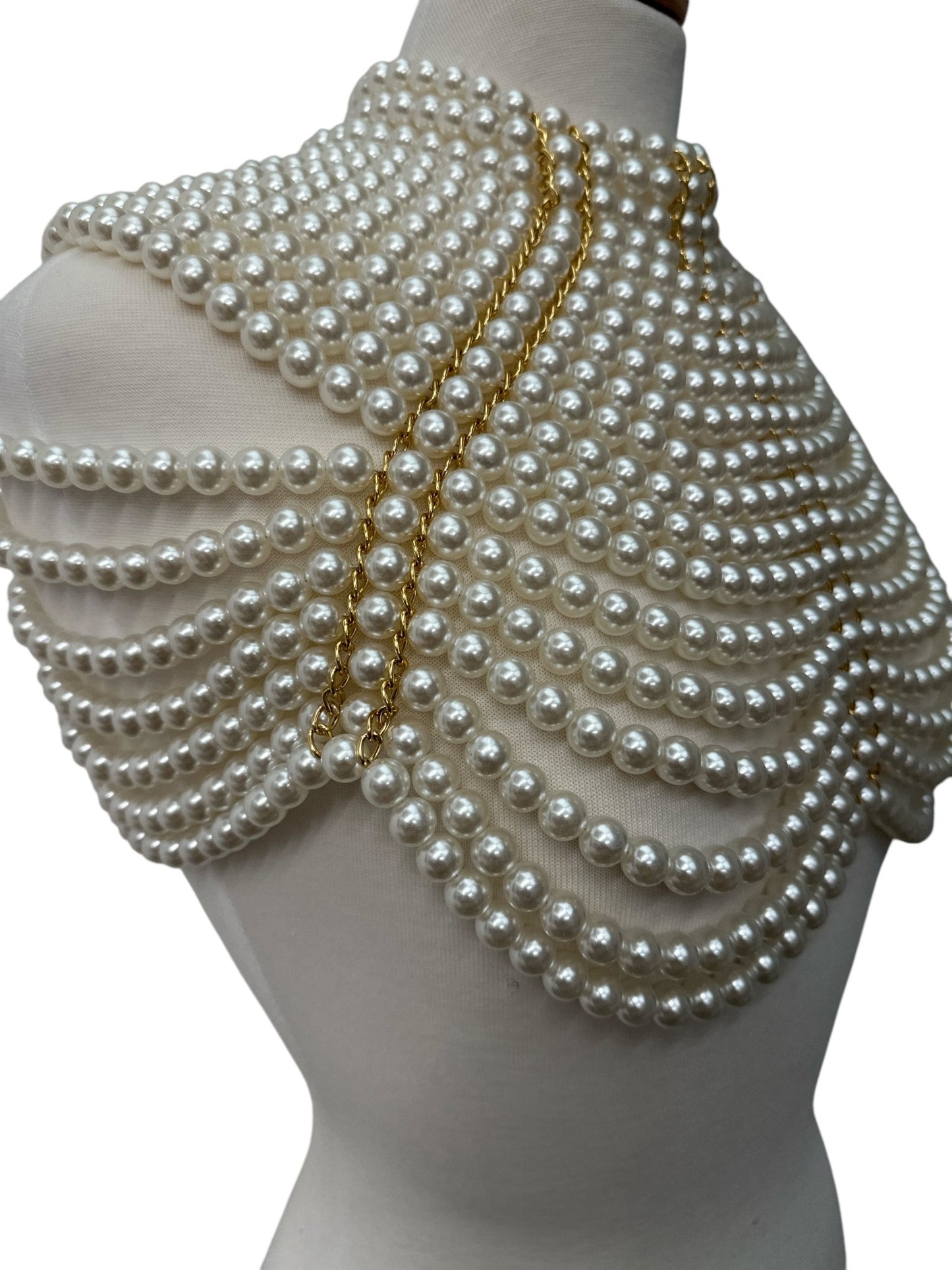 Boho Faux Pearls Collar Statement Chain Body Jewellery - Fatisha Boutique