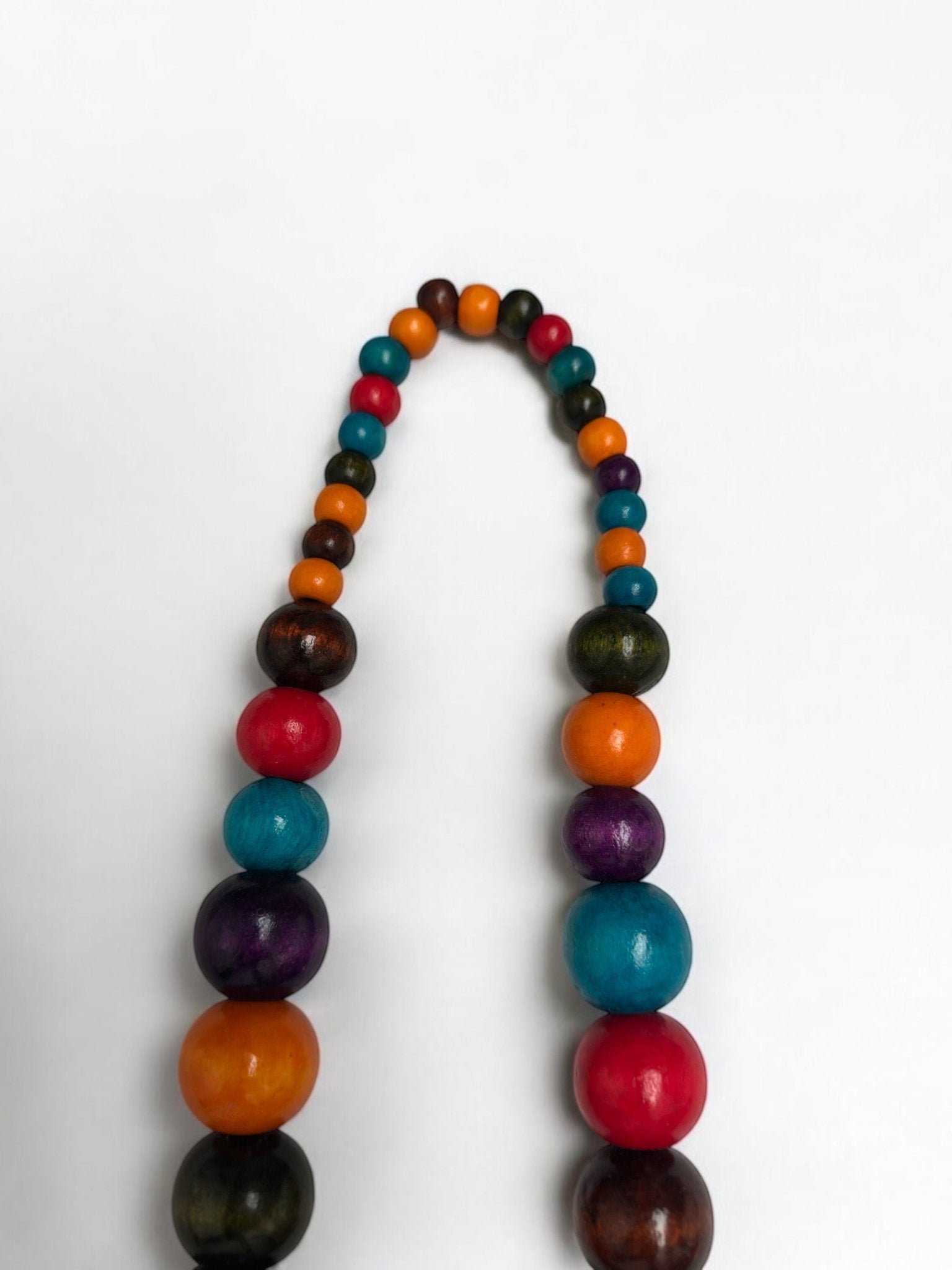 Boho Multicolour Wooden Bead Necklace – Chunky Ethnic Handmade Statement Jewellery - Fatisha Boutique