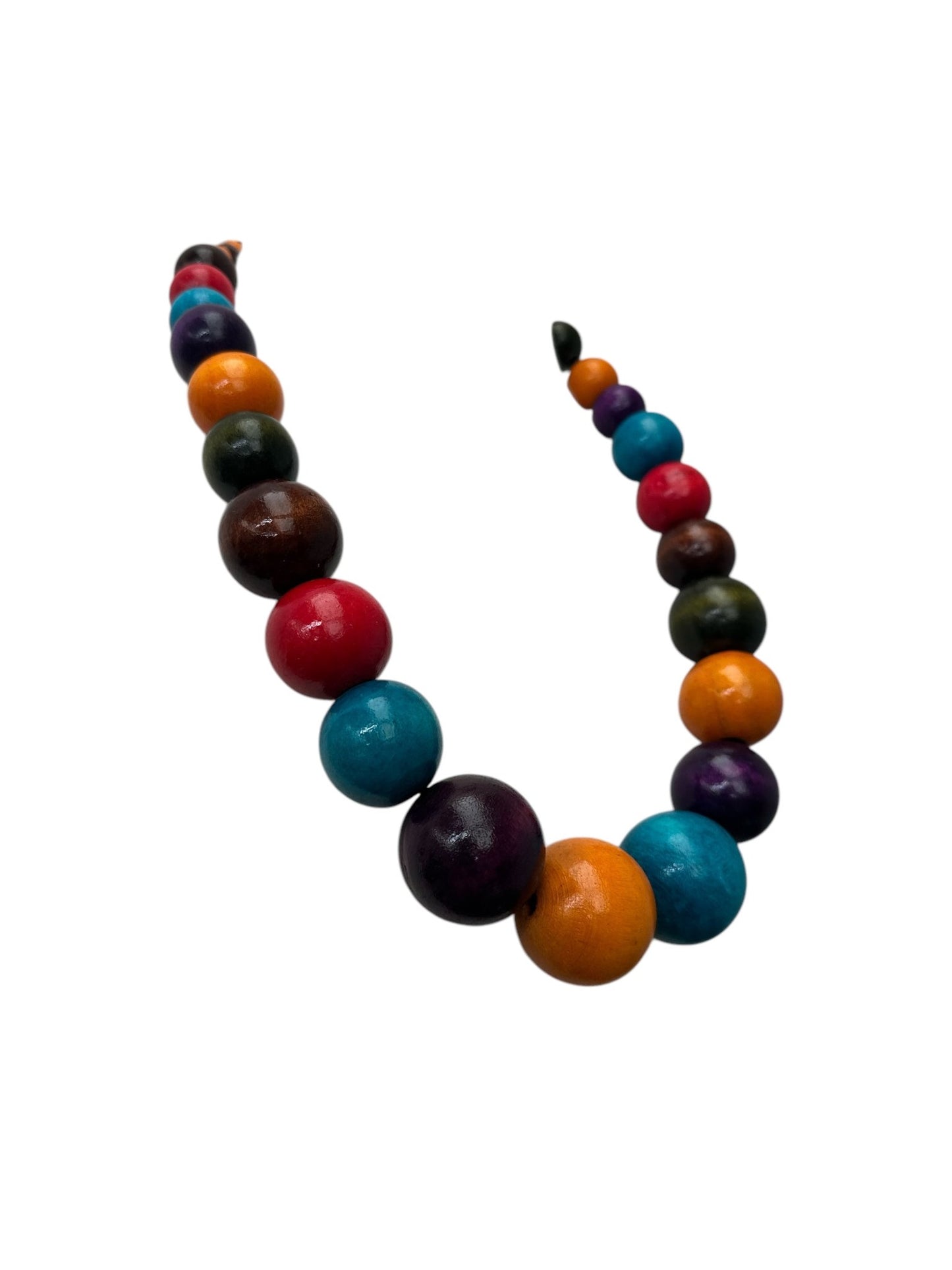 Boho Multicolour Wooden Bead Necklace – Chunky Ethnic Handmade Statement Jewellery - Fatisha Boutique