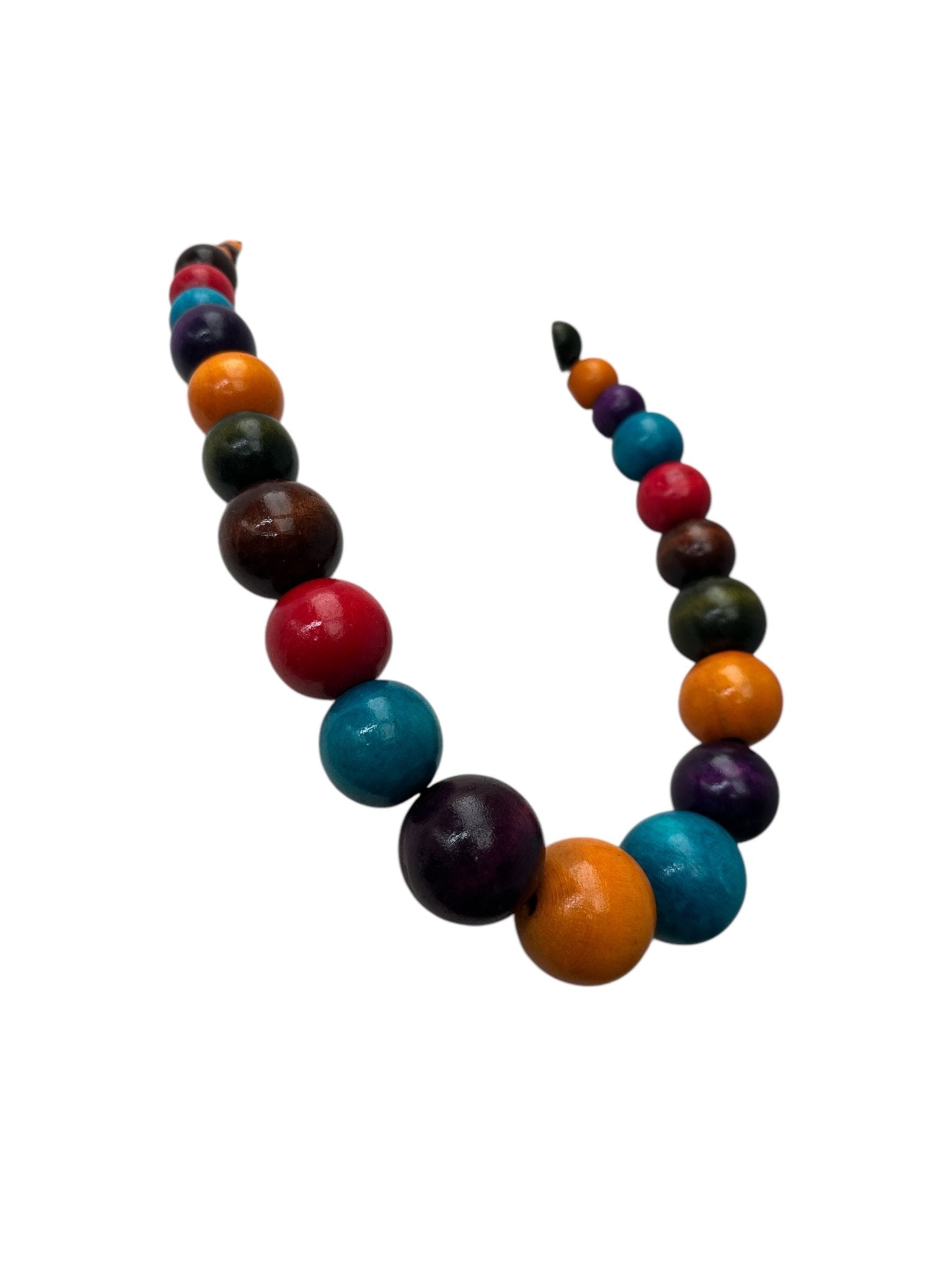 Boho Multicolour Wooden Bead Necklace – Chunky Ethnic Handmade Statement Jewellery - Fatisha Boutique