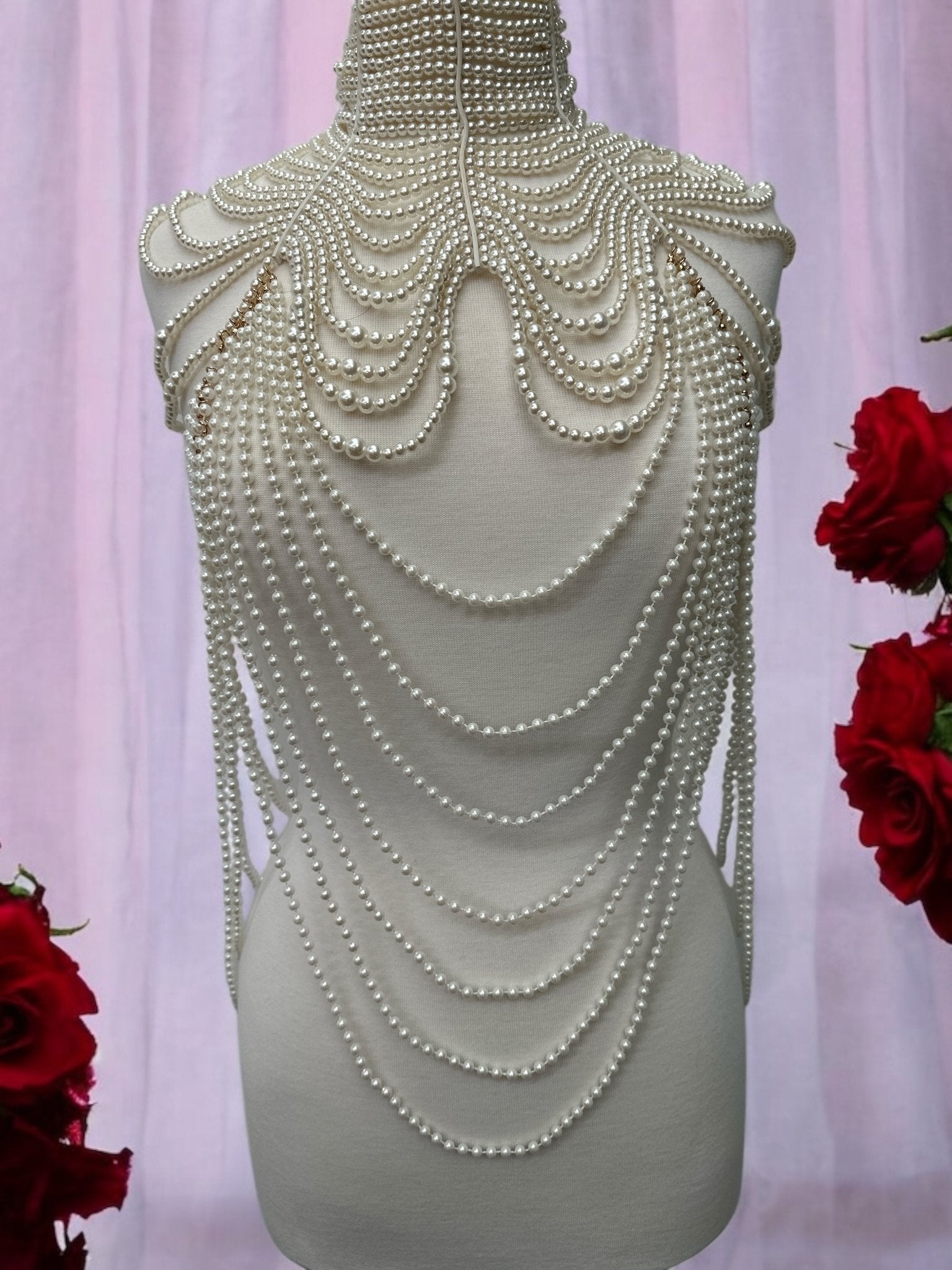 Boho Pearls Beads Shoulders Statement Tassel Chain Body Jewellery - Fatisha Boutique