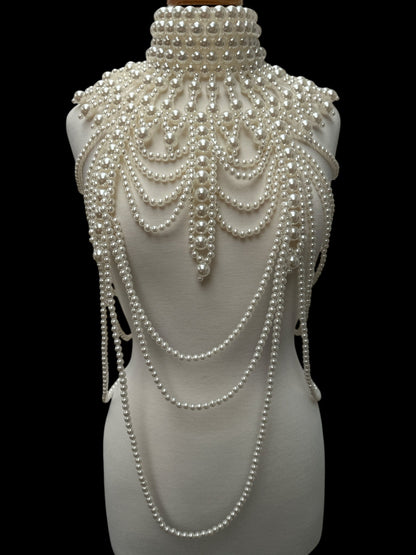 Boho Pearls Beads Shoulders Statement Tassel Chain Body Jewellery - Fatisha Boutique