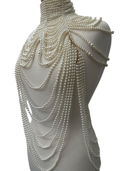 Boho Pearls Beads Shoulders Statement Tassel Chain Body Jewellery - Fatisha Boutique