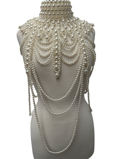 Boho Pearls Beads Shoulders Statement Tassel Chain Body Jewellery - Fatisha Boutique