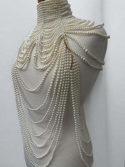 Boho Pearls Beads Shoulders Statement Tassel Chain Body Jewellery - Fatisha Boutique