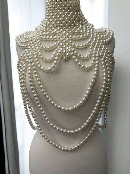 Boho Pearls Beads Shoulders Statement Tassel Chain Body Jewellery - Fatisha Boutique